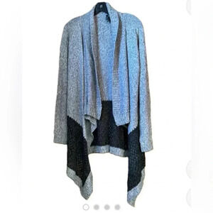 New Directions Gray Open Front Asymmetric Hem Cardigan Sweater Large